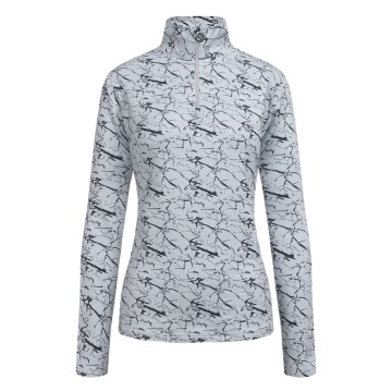 JRB Women's Golf - 1/4 Zipped Roll Neck - Grey with Navy Print